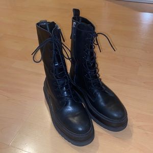 Mango black combat boots